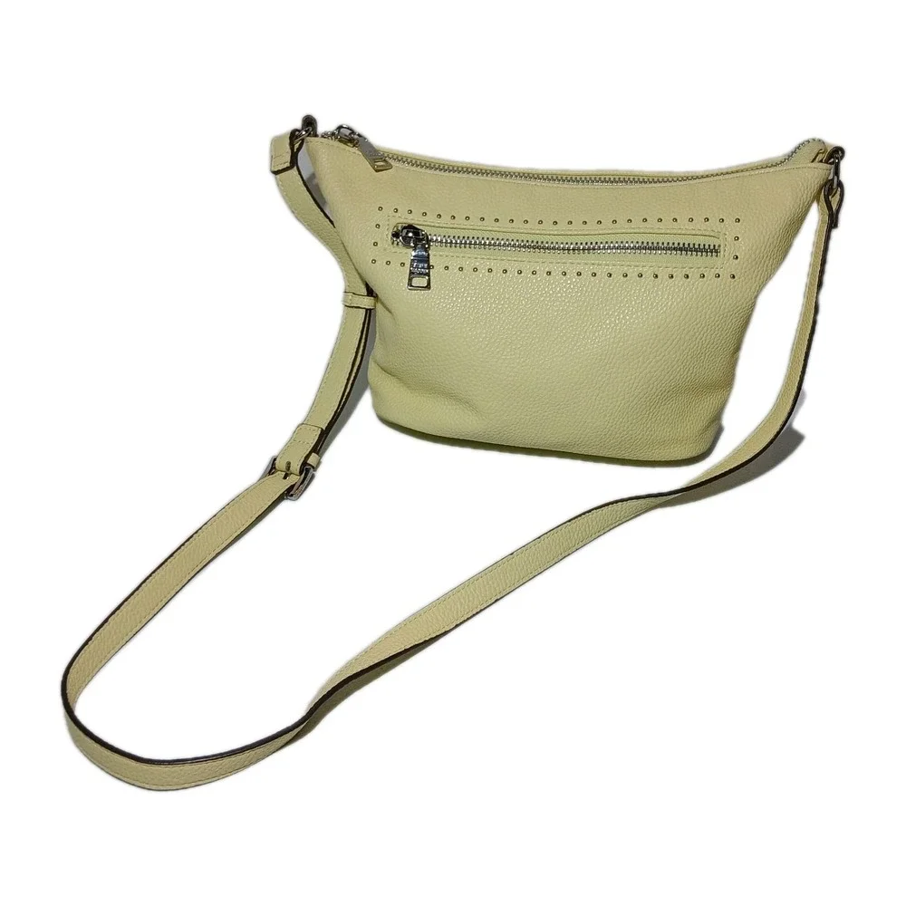 Steve Madden Crossbody Pebbled Yellow Shoulder Bag Adjustable S. Multi Zip #1260